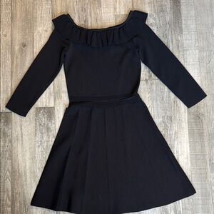 Zara Blue Pleated Off-the-Shoulder A-Line Dress